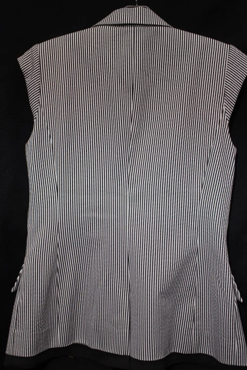 ECCOCI Brown & White Striped Blazer Vest Cotton Blend Womens Size 6-B42 - Image 2 of 4