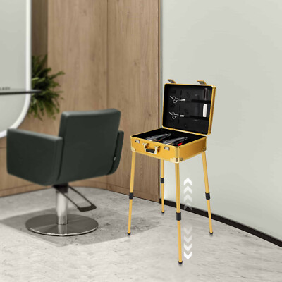Barber Case Mobile Barber Station Professional Barber Toolbox with Gold Stand US