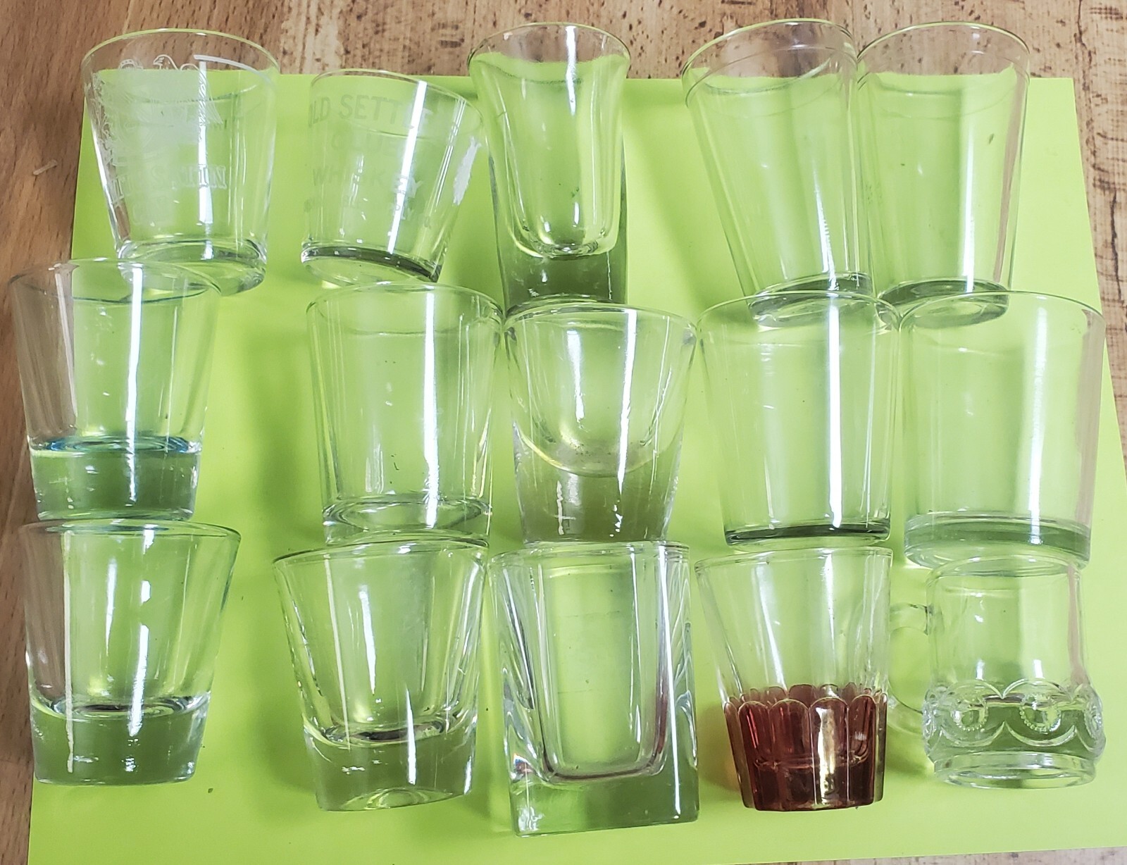 15 Red Bottom Shot Glasses & White Satin Gin Whiskey Mugs Mixed Lot