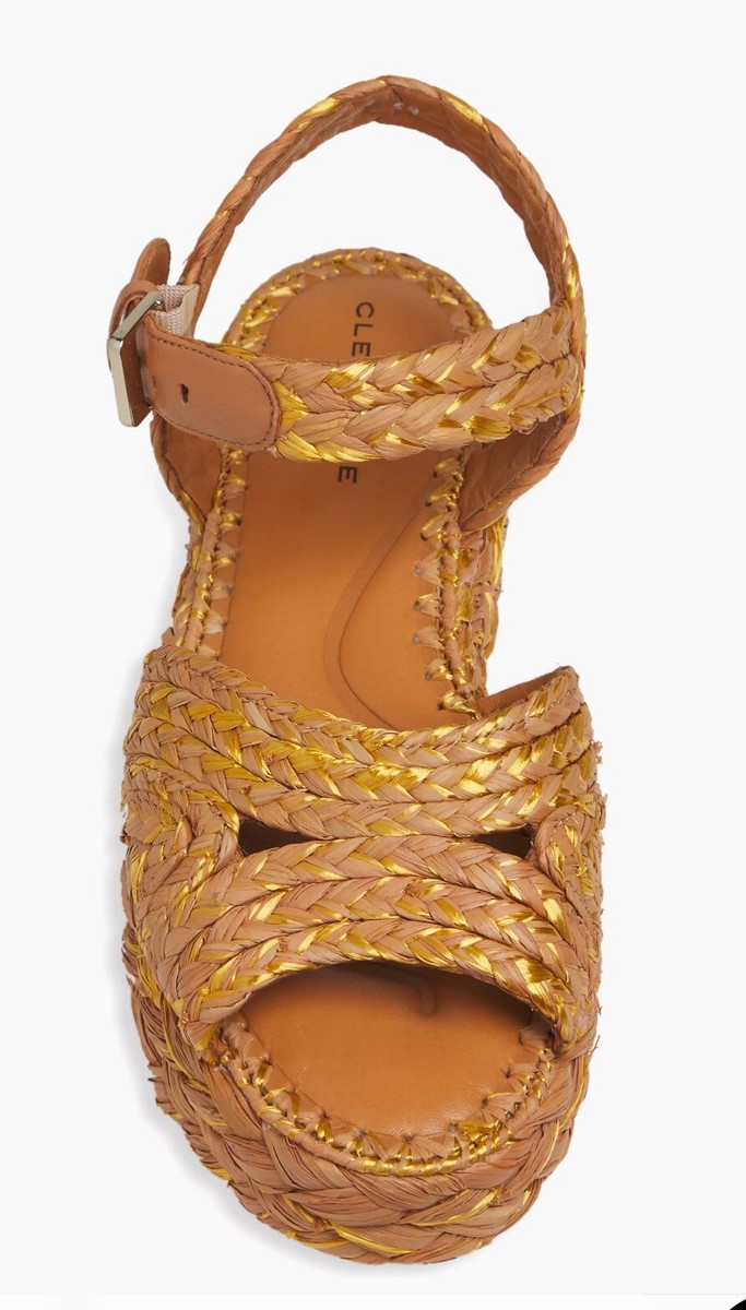Clergerie Aida 55mm Raffia Platform Sandals Size US 8.5. EU 38.5