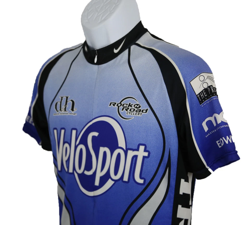 Camisa de ciclismo Louis Garneau Velo Sport manga corta 1/2 cremallera poliéster azul pequeña Foto 4 de 4