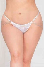 Queen Size See Through White Floral Lace Shear Gstring Thong Adjustable Straps
