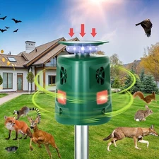 Outdoor Solar Ultrasonic Power Pest Animal Repeller Repellent Garden Cat Dog Fox