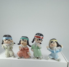 VINTAGE 1950's AND 1960's N.O.S. Indian porcelain Figurines set of 4