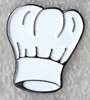 Köche Hut Pin Anstecker. Weiße Kopfbedeckung Design. Meisterkoch. Metall Emaille. Kochen