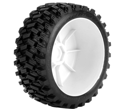 Powerhobby Armor 1/8 Buggy Cinturón Todo Terreno Montado Neumáticos 17MM Plato Blanco con... - Imagen 2 de 3