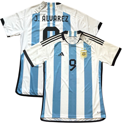 2022 Argentina Home Jersey #9 J. Alvarez Large adidas World Cup 2