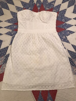american eagle white dress short AE Embroidered Lace-Up Back Mini Dress Women's Fresh White XL
