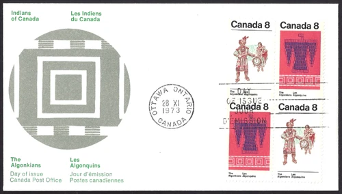 🍁Canada   #569a Block   "Algonkian Indians"   Brand New  1973 First Day Cover