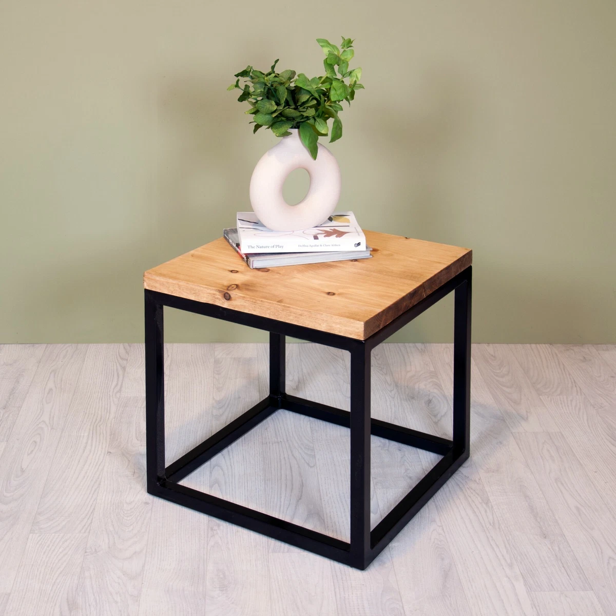 Modern Small Coffee Table With Steel Frame Handcrafted From Solid Wood |  Ebay