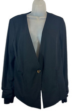 NEW Adrianna Papell Women 12 Ruched 3/4 Sleeve One Button Notch Blazer 179 E1