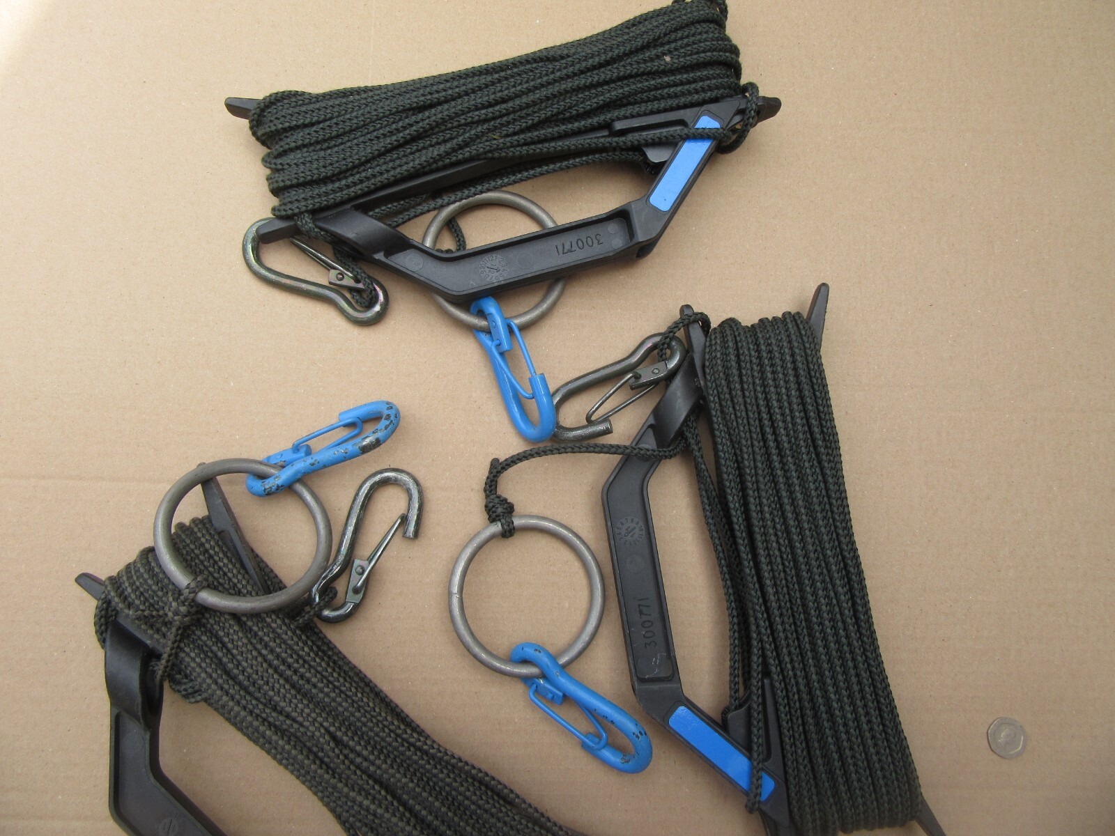 UK MOD Antenna/Shelter Stabilising guy/guide ropes With Carabiners. Job