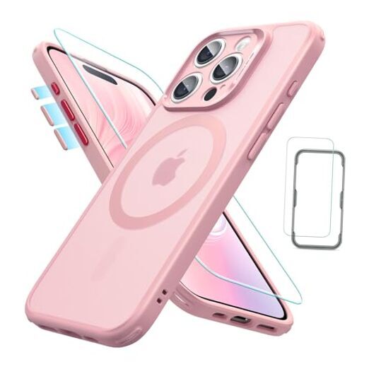 for Case Set, Translucent Matte Case with iPhone 15 Pro Max Frosted Pink Set