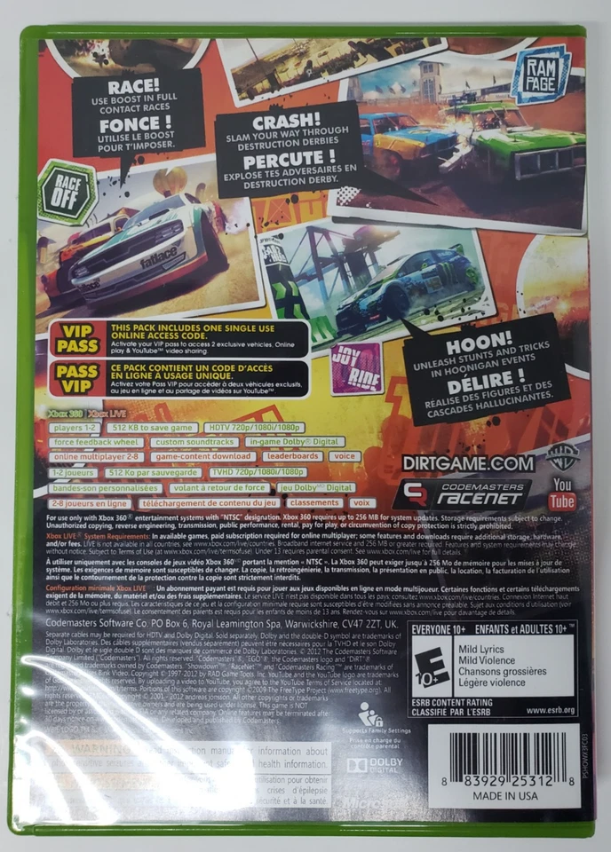DiRT Showdown (Microsoft Xbox 360, 2012) CIB EN/FR Manual - Image 3 of 4