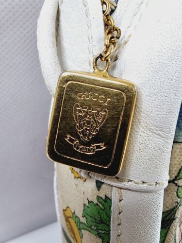 GUCCI Old Flora Canvas & Leather Mini Shoulder Bag Purse Crossbody White Vtg - Picture 5 of 18