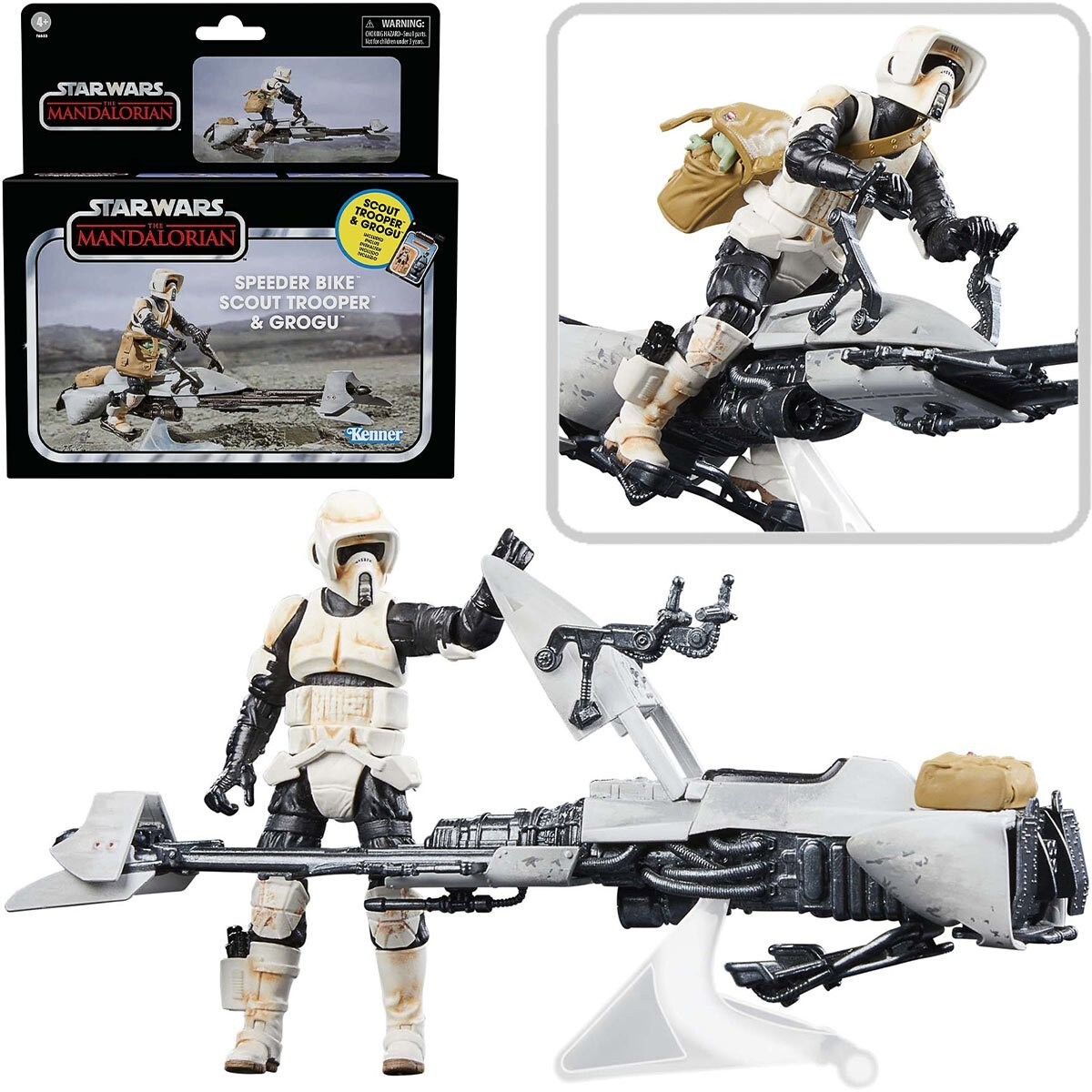 Star Wars 3.75"" The Vintage Collection Speeder Bike Scout Trooper & Grogu - New