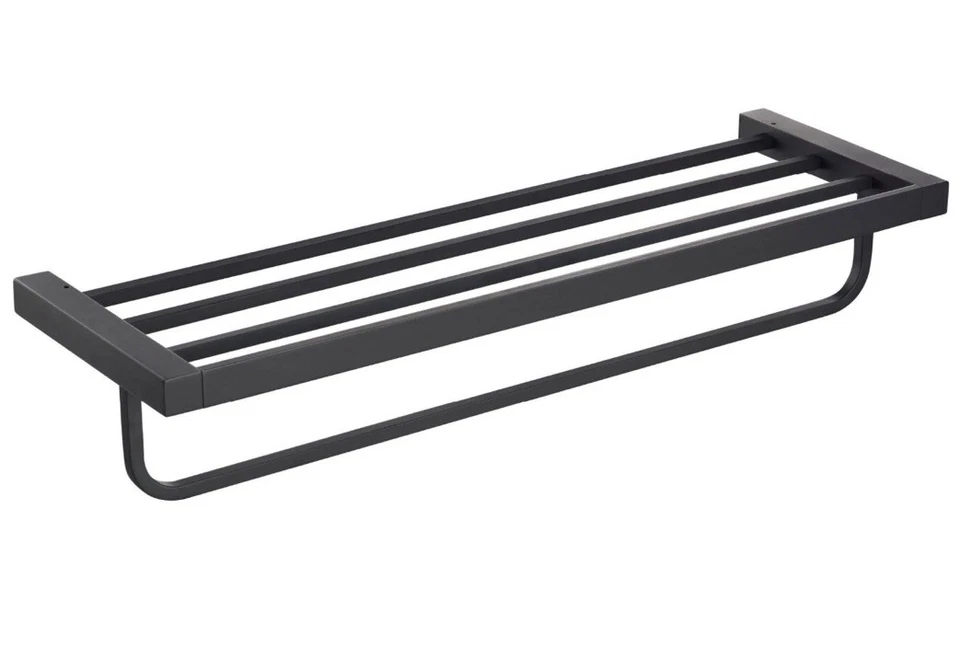 Estante de montaje en pared Kraus Stellos con toalla cada uno en negro mate KEA-19942MB B1 Foto 3 de 4