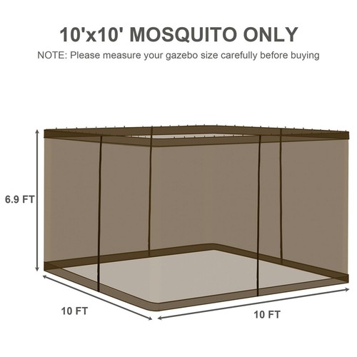 Gazebo Netting Screen 10' x 10' Universal Gazebo 4-Panel Mosquito Sidewalls w... - Picture 3 of 8