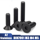 Black A2 Stainless Steel Socket Counter Sunk Screws Allen Key Bolts M3 M4 M5