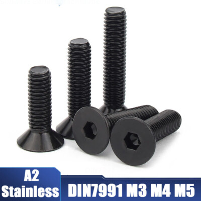 #ad #ad Black A2 Stainless Steel Socket Counter Sunk Screws Allen Key Bolts M3 M4 M5 $332.35
