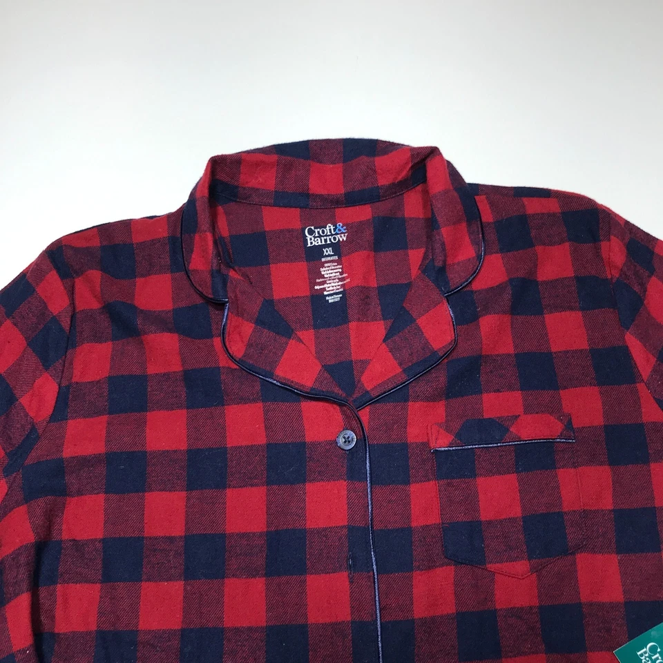 Camisa para dormir Croft & Barrow para mujer talla XXL azul rojo a cuadros botón delantero nueva con etiquetas Foto 3 de 4