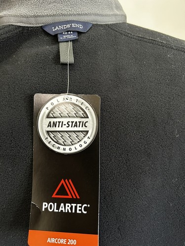 Lands' End Aircore 200 Black Fleece Vest Men's Size Large Full Zip Pockets - Picture 2 of 2
