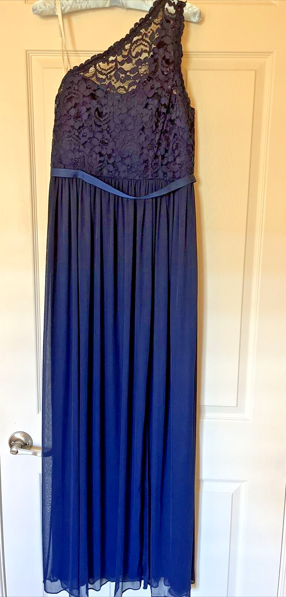 Davids Bridal F17063- off shoulder Marine Bridesmaid dress Size