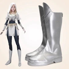 League of Legends Luxanna Crownguard Cosplay Costume Shoes Silver Boots Women 