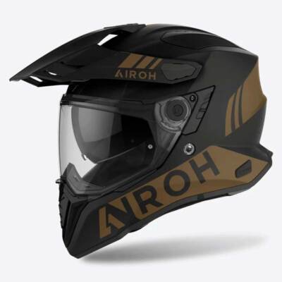 AIROH COMMANDER MATT SCHWARZ GOLD MOTORRAD FAHRRADHELM MIT INTERNER SONNENBLENDE 