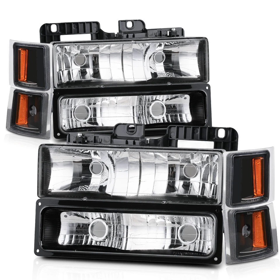 Faro de carcasa negro ámbar lámpara de parachoques de esquina para camioneta Chevy C/K C10 94-00 Foto 2 de 4