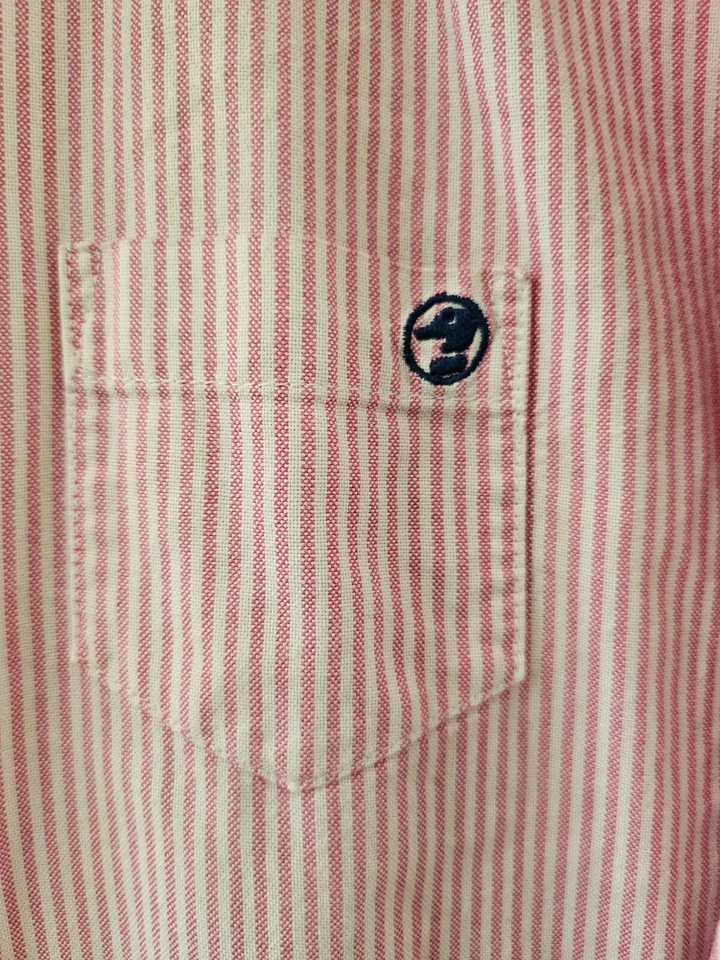 Camisa con botones cabeza de pato rosa blanco a rayas manga larga 3XJP Foto 3 de 4