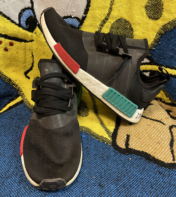 adidas NMD_R1 CORE BLACK/GLORY GREEN/LUSH RED pre-owned Sz 10