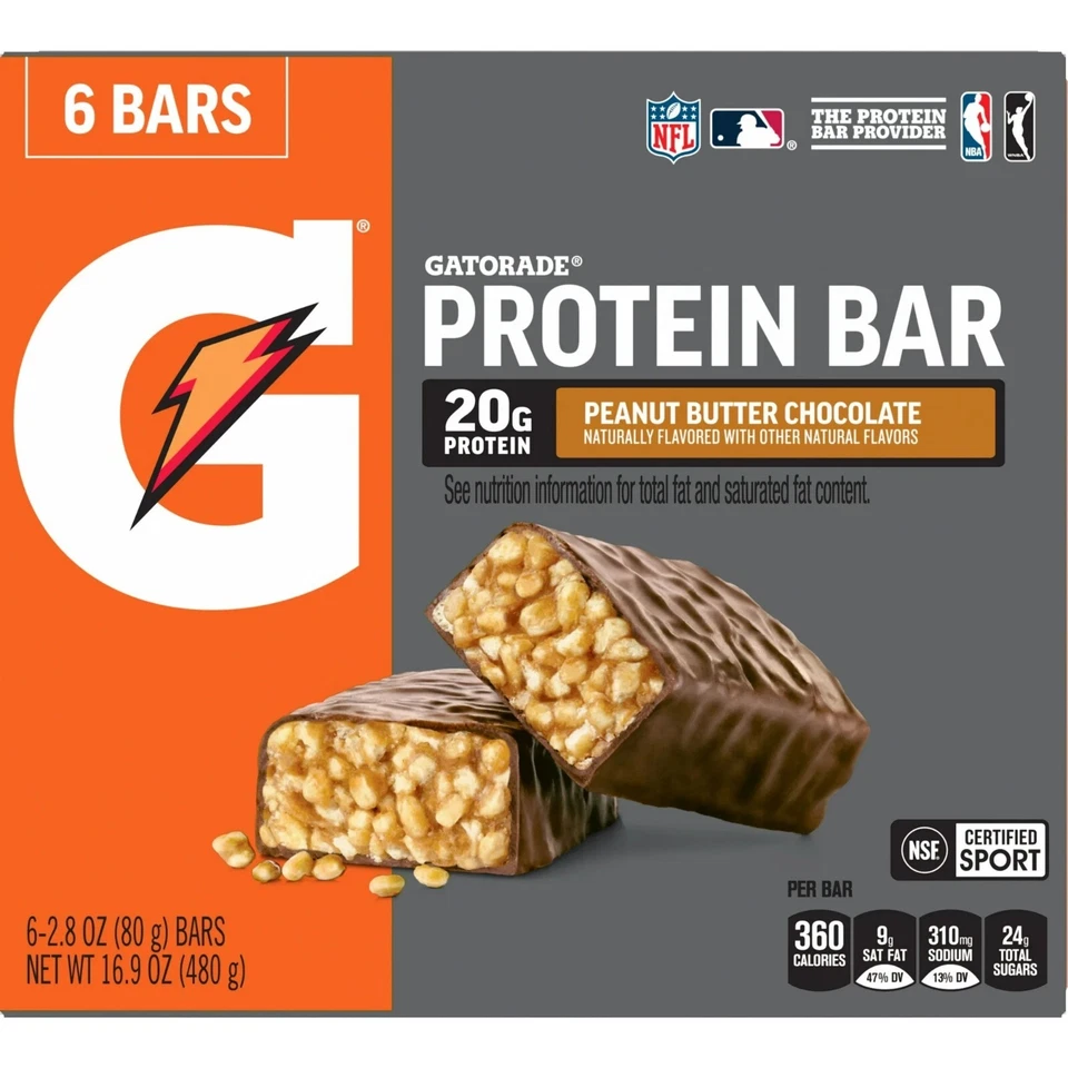 Barritas de proteína de suero de chocolate con mantequilla de maní Gatorade, 20 g de proteína, paquete de 6 Foto 3 de 4
