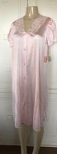 Vintage Vanity Fair Light Pink Robe Nylon Short Sleeve Button Up Size 36 New W T
