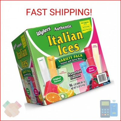 Wyler's Authentic Italian Ice, Fat Free Freezer Bars, Assorted Flavors (96ct - 2