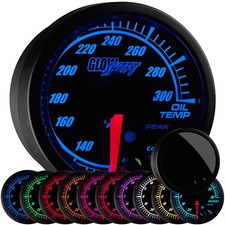 52mm Glowshift Black Elite 10 Color Oil Temperature Temp Gauge