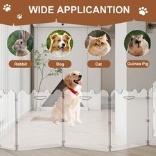 Dog Gate Indoor Freestanding 6 Panel 119 Inch Pet Gate Foldable Dog Fence White