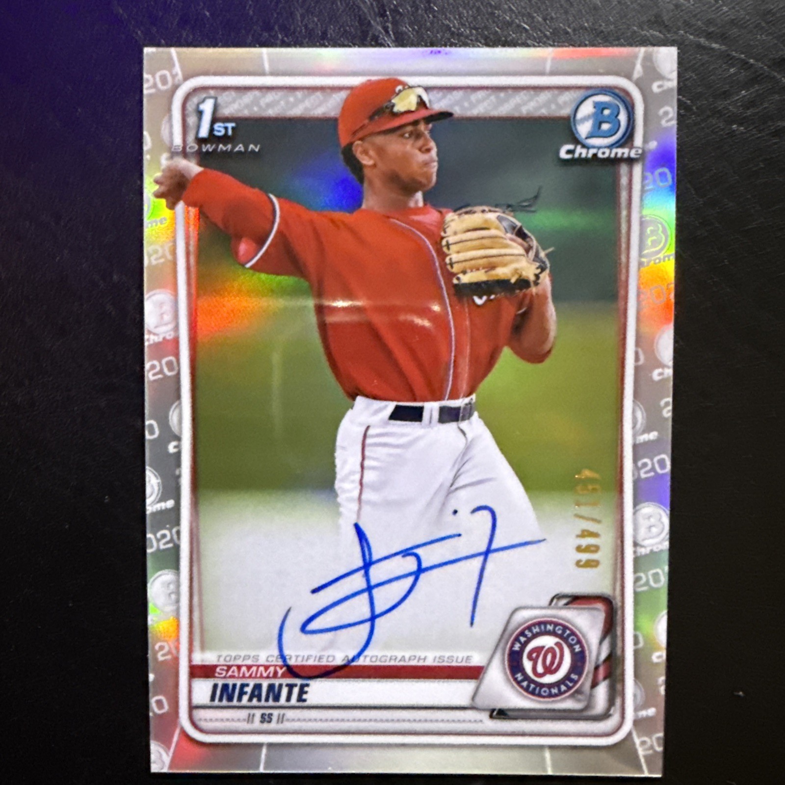2020 Bowman Chrome Sammy Infante AUTO #'ed 451/499 Refractor RC-Nationals