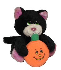 vintage Russ Berrie Midnight black cat plush stuffed animal pumpkin Halloween