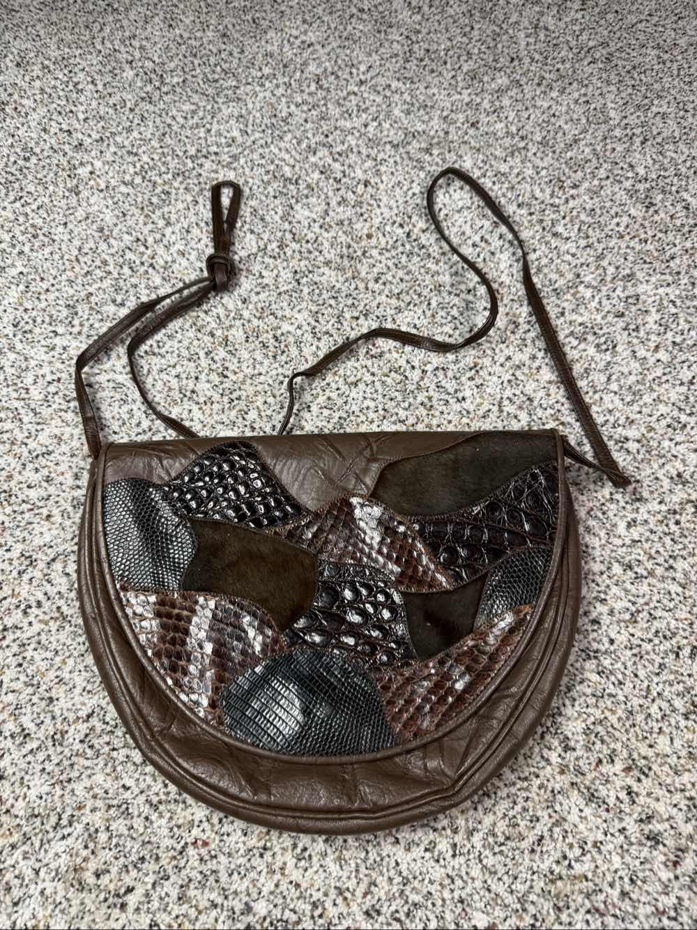 Leather Patchwork Crossbody Shoulder Bag Reptile … - image 1
