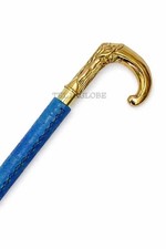 Brass Curved Handle Walking Cane Leather Wooden Stick for personalize cane