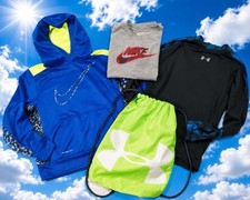 Youth Boys Lot 4 UNDER ARMOUR NIKE Hoodie, Sling Bag Shirts Kids LARGE