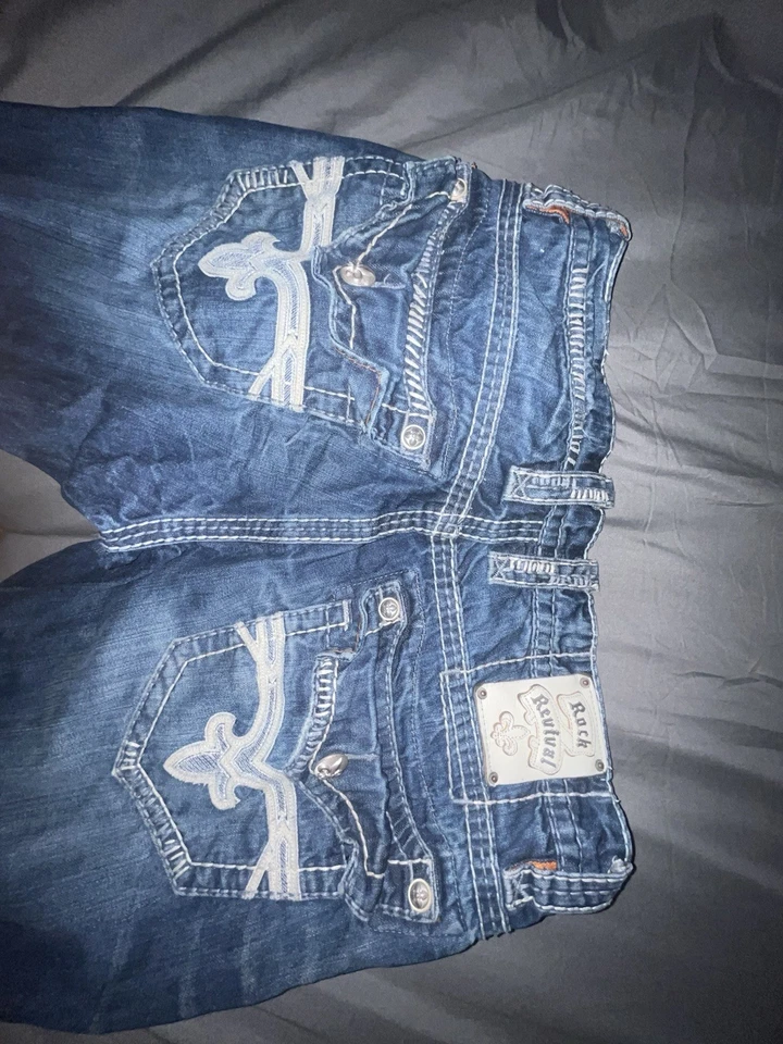 Jeans masculino Rock Revival 36x32 Ben reto azul lavagem escura - Imagem 2 de 4