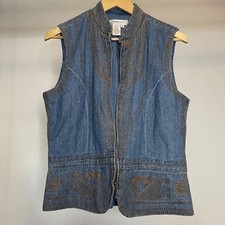 90s Denim Embroidered Vest Boho Western Festival