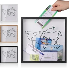Travel Adventure Archive Shadow Box For Memories Keepsake Box With Slot On Top