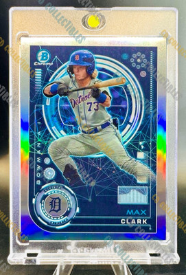 Max Clark Jr ROOKIE RC HOLO REFRACTOR CARD BOWMAN CHROME TIGERS MINT