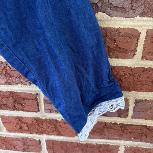Vintage Sassa Rodeo Western Blue White Lace Fringed Button Down Shirt Medium USA - Picture 4 of 9