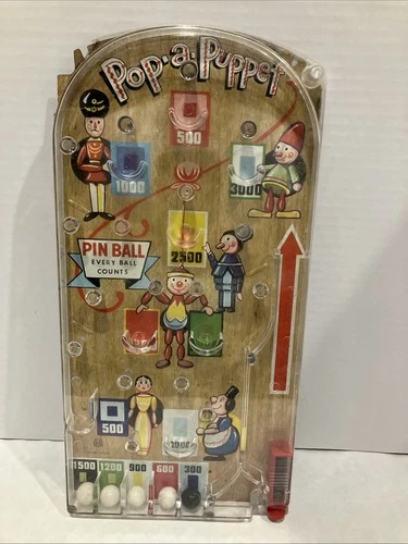 Marx Toys Pop A Puppet Pin Ball Game Table Top Toy 1950-60s Pinball Vintage