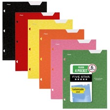 Five Star 4-Pocket Folder, 6 Pack, Paper Folder, Fits 3-Ring Binders, Holds 8-1/