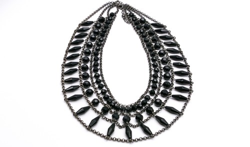 Gothic Beaded Choker Necklace | Black, Gunmetal, 15" + Ext